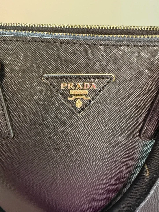 Prada Black Saffiano Double-Zip Satchel with Gold Hardware - Picture 12 of 12